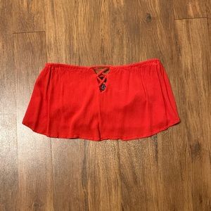 Red Strapless Crop Top